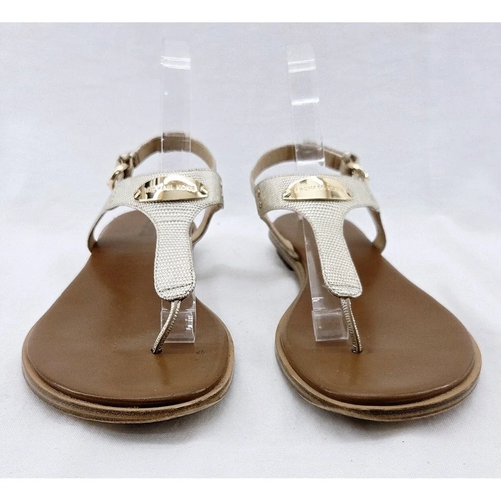 MICHAEL KORS Gold Women's T-Strap Sandals -‎ Size 9.5